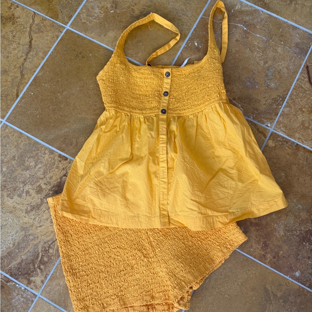 Free People Button-Front Tank and Matching Shorts Set / size M